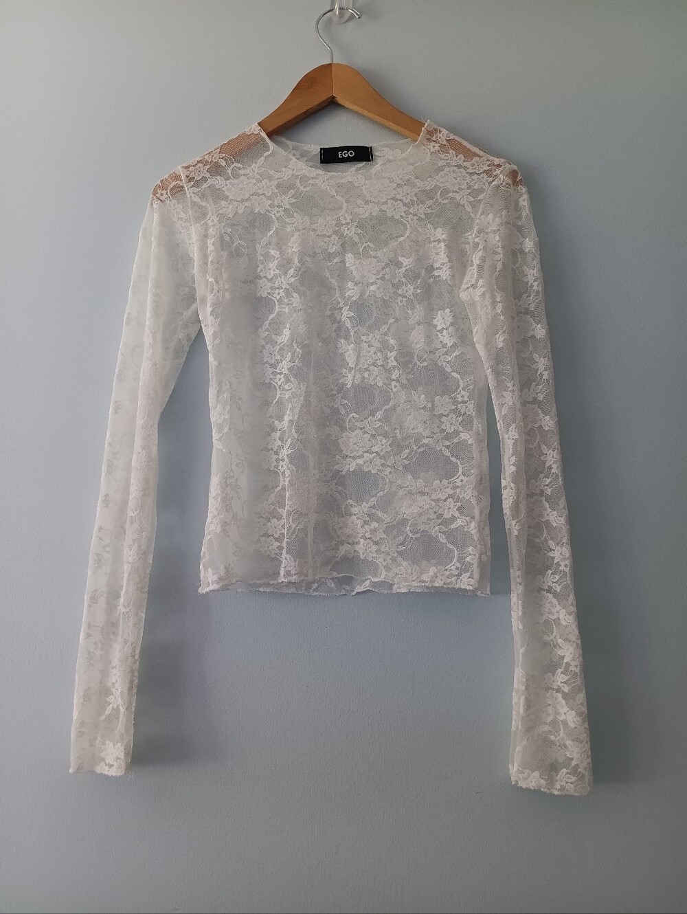 Ego White Floral Long Sleeve Sheer Top 4
